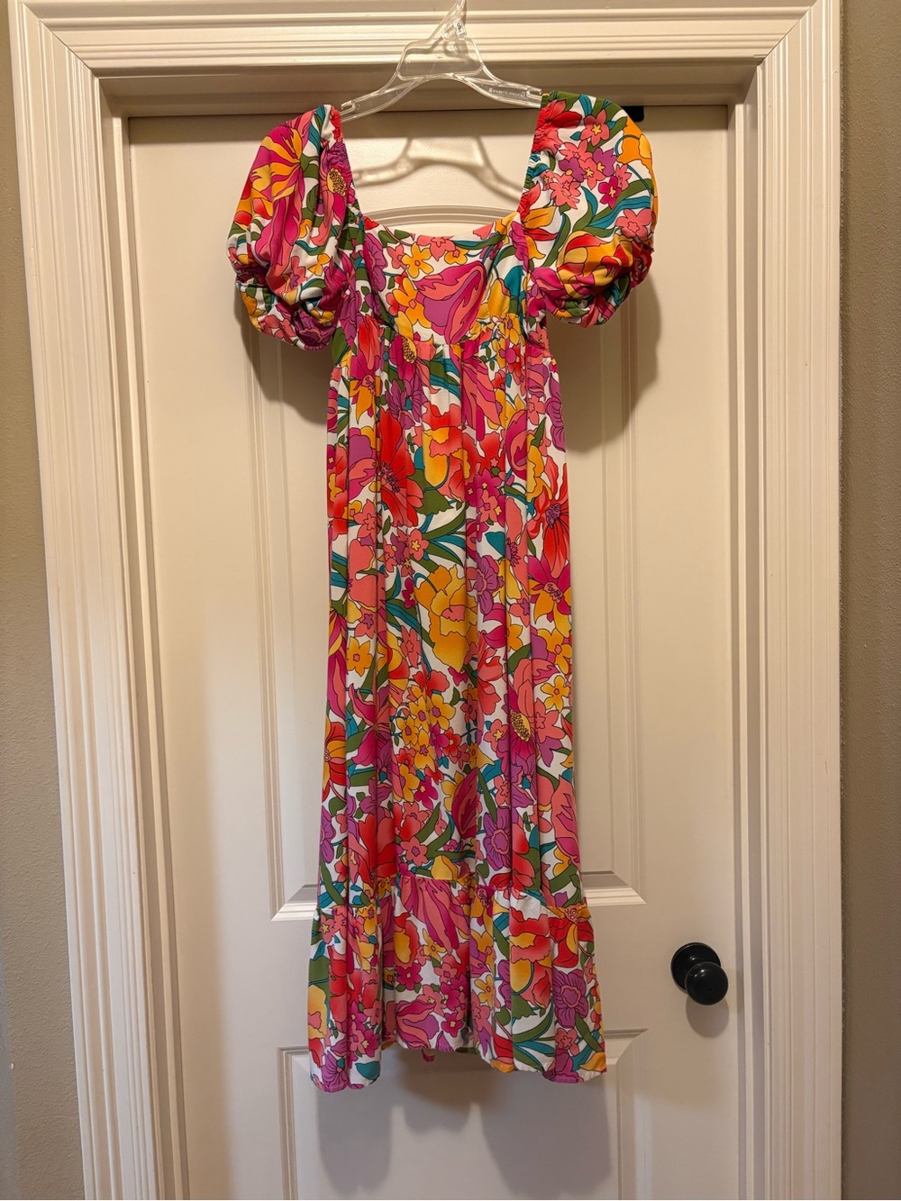 Storia Pink Floral Maxi Dress with Yellow & Green Accents